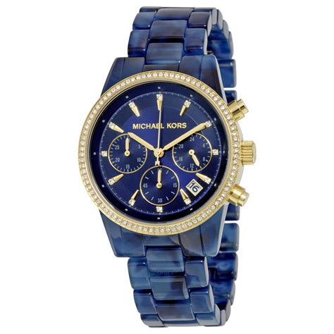 michael kors watch women's navy blue|Michael Kors navy blue watch.